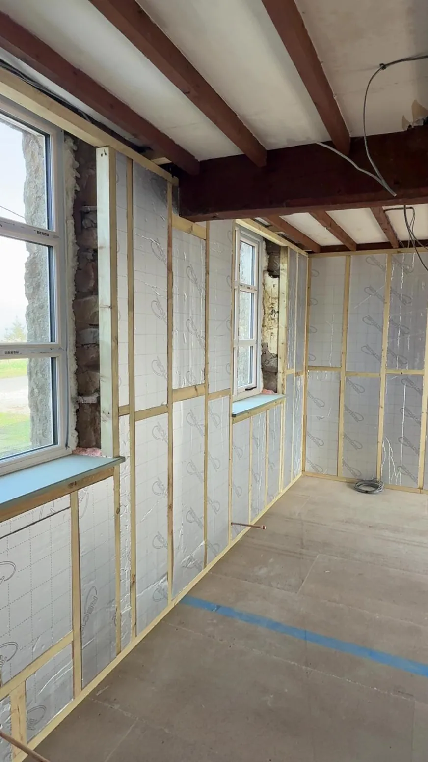Internal timber framing work during a room renovation