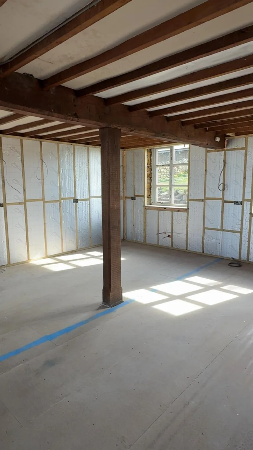 Timber framing and structural work in an interior renovation
