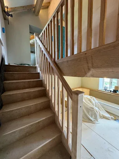 New solid timber handrail and stair balustrade