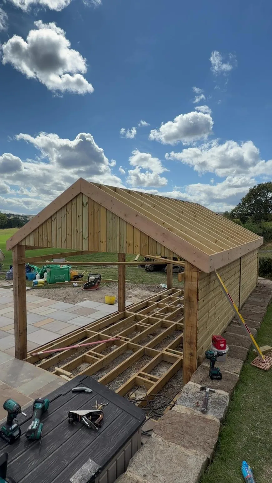 Gabled timber garden outbuilding construction